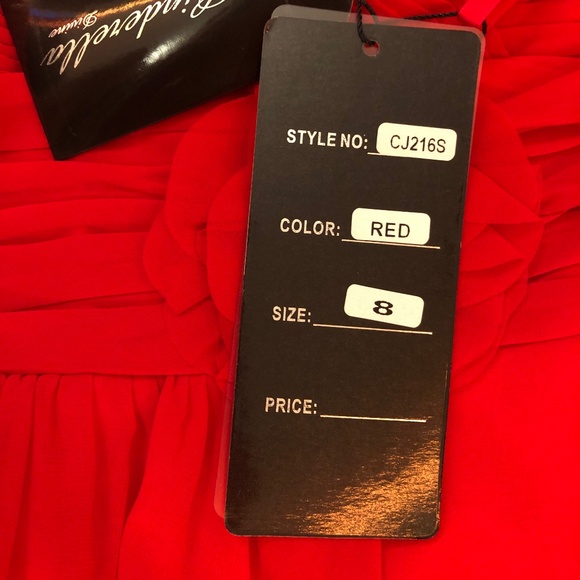 Red Strapless Corset Back Fit and Flare Formal Dress - Picture 8 of 9